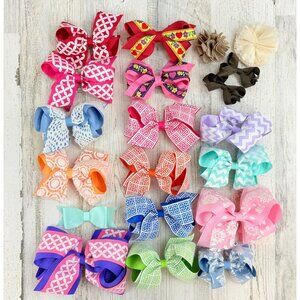 Wee Ones Mixed Lot of 20 Hair Bows Prints Mini Big Multi Color